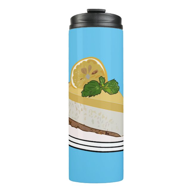 Lemon cheesecake cartoon illustration  thermal tumbler (Front)