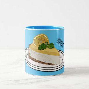Lemon cheesecake cartoon illustration Two-Tone coffee mug