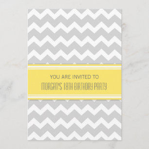Lemon Chevron 18th Birthday Party Invitations