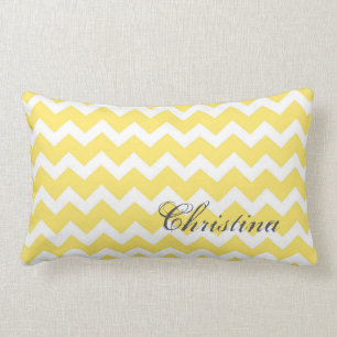 Lemon Chevrons Pattern Monogram Pillow