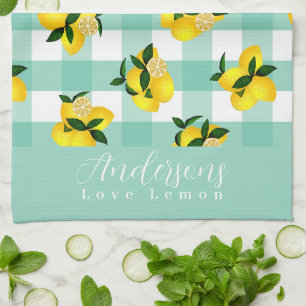 Lemon Chic Aqua Gingham Tea Towel