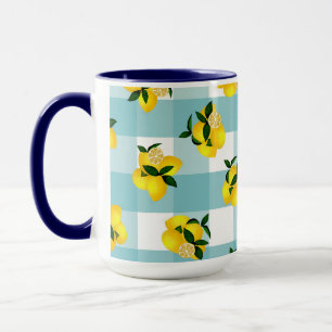 Lemon Chic Blue Gingham Mug