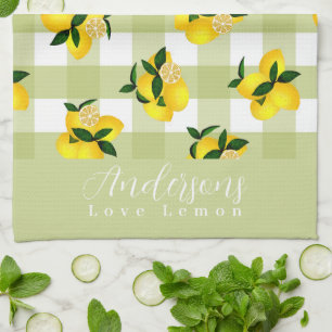 Lemon Chic Green Gingham Tea Towel