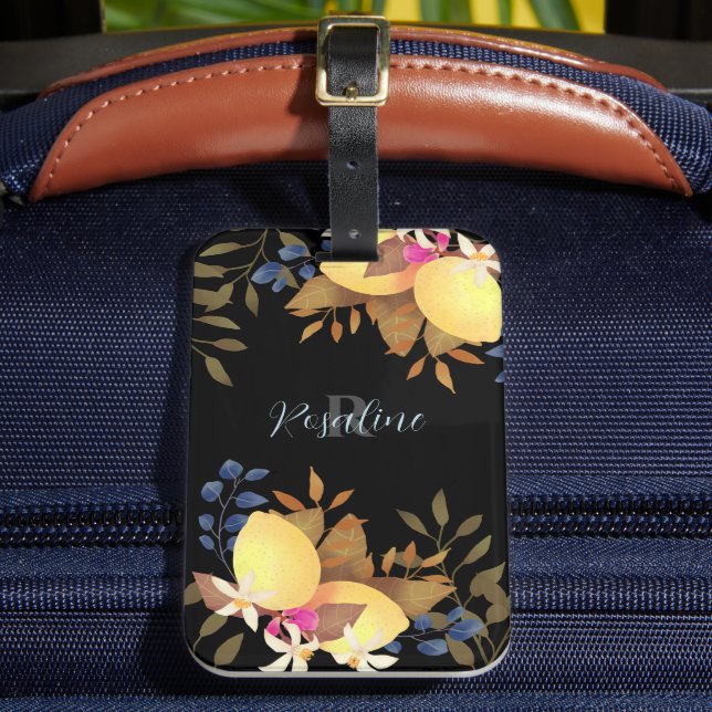 Lemon Chic Monogram Black Luggage Tag (Front Insitu 2)