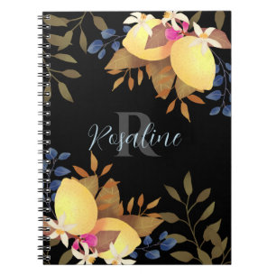 Lemon Chic Monogram Black Notebook