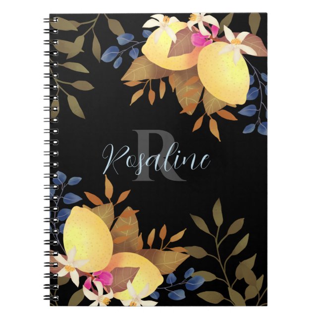 Lemon Chic Monogram Black Notebook (Front)