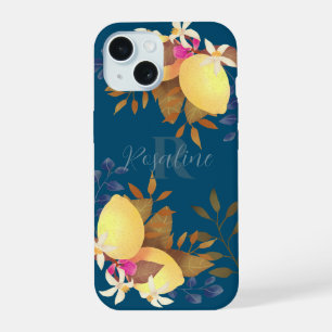 Lemon Chic Monogram Turquoise iPhone 15 Case