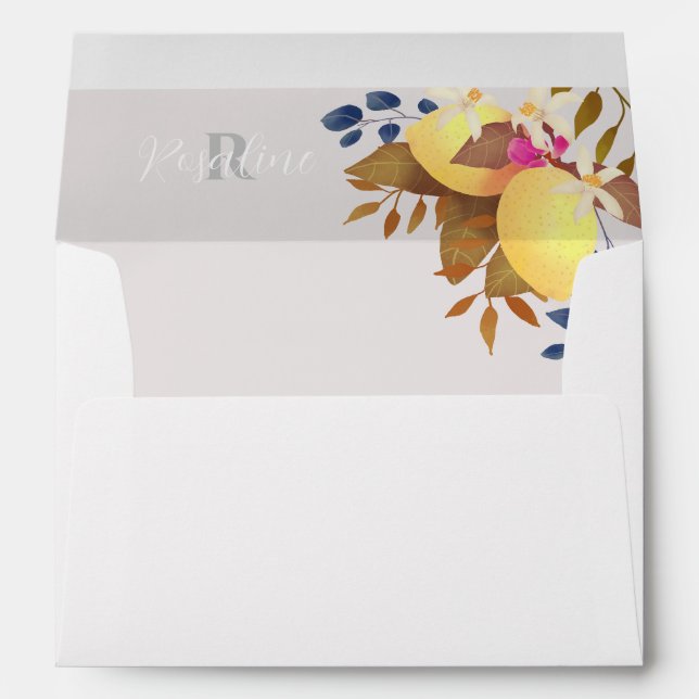 Lemon Chic Monogram White Envelope (Back (Bottom))