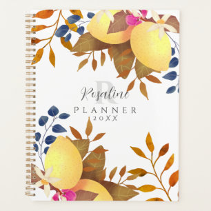 Lemon Chic Monogram White Planner