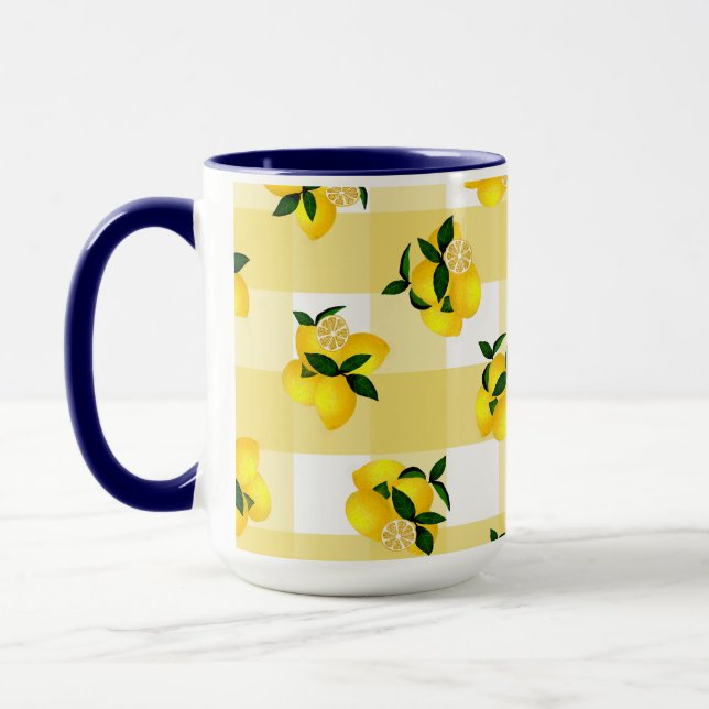 Lemon Chic Yellow Gingham Mug (Left)