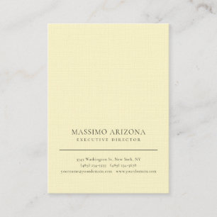 Lemon Chiffon Color Minimalist Plain Premium Linen Business Card