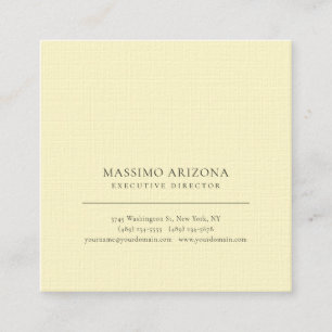 Lemon Chiffon Color Minimalist Plain Premium Linen Square Business Card