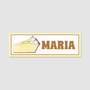 Lemon Chiffon Pie Slice Diner Restaurant Bakery Name Tag