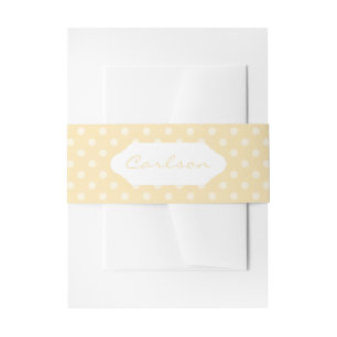 Lemon chiffon yellow polka dots belly band invitation belly band