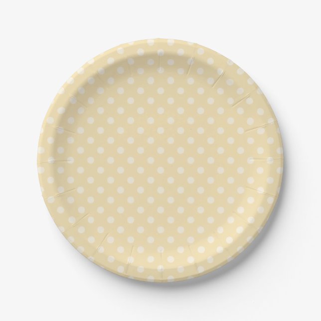 Lemon chiffon yellow polka dots paper plate (Front)