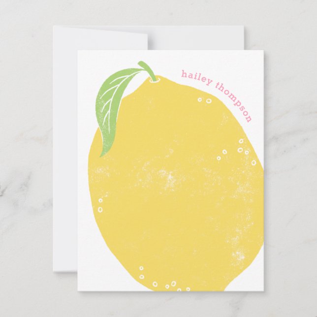 Lemon Children's Stationery Note Card (Front)