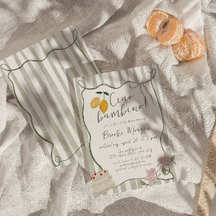 Lemon Ciao Bambino Italian Gender Neutral Invitation