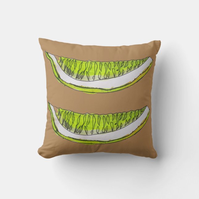 Lemon cirtus fruit watercolour art illustration cushion (Front)