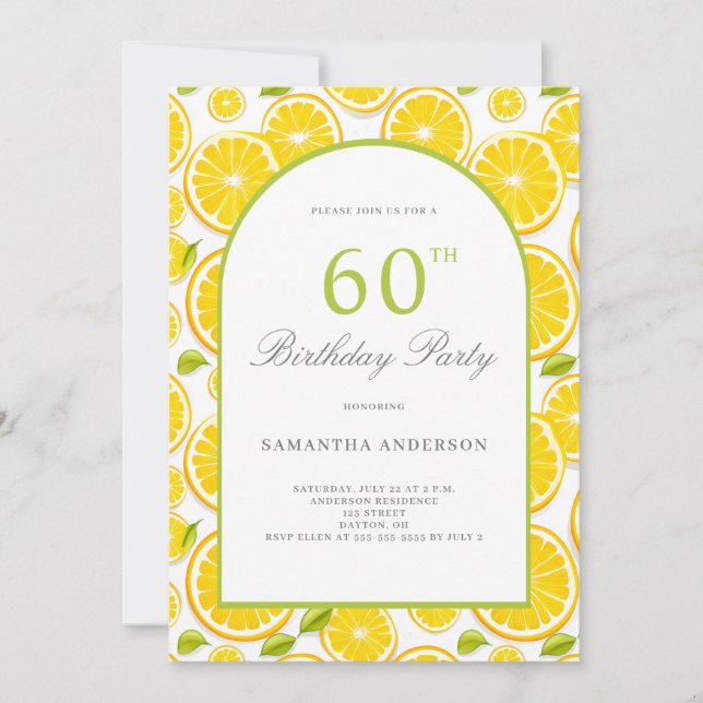Lemon Citrus 60th Birthday  Invitation (Front)