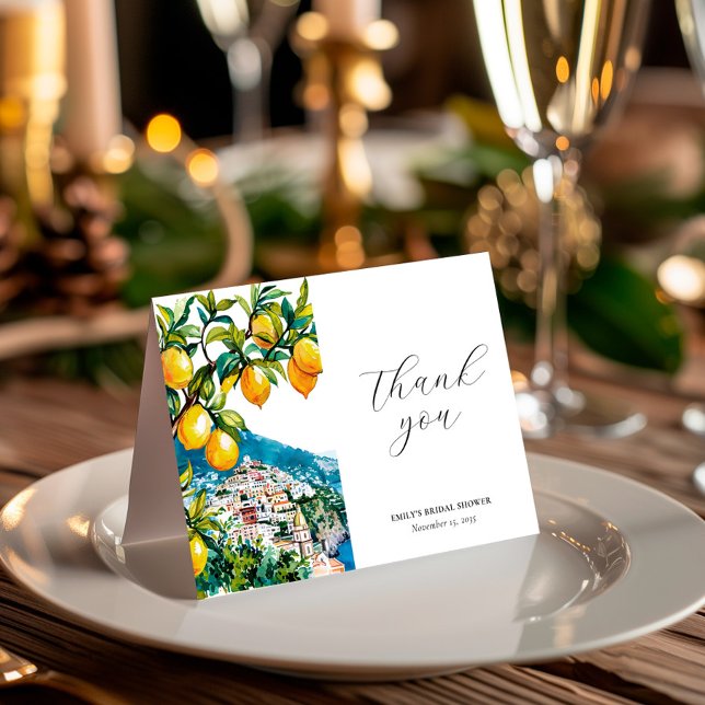 Lemon Citrus Amalfi Coast Bridal Shower Thank You Card (Creator Uploaded)