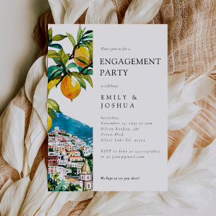 Lemon Citrus Amalfi Coast Engagement Party Invitation