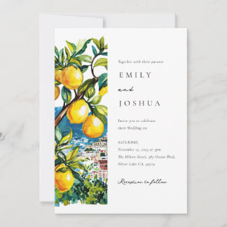 Lemon Citrus Amalfi Coast Italian Wedding Invitation