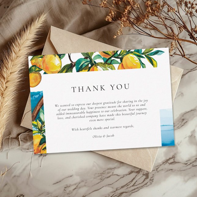 Lemon Citrus Amalfi Coast Italian Wedding Thank You Card (Creator Uploaded)
