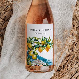 Lemon Citrus Amalfi Coast Italian Wedding Wine Label