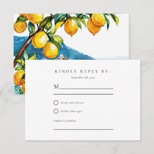 Lemon Citrus Amalfi Coast Wedding RSVP Card