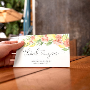 Lemon Citrus and Floral Bridal Shower Thank You Card
