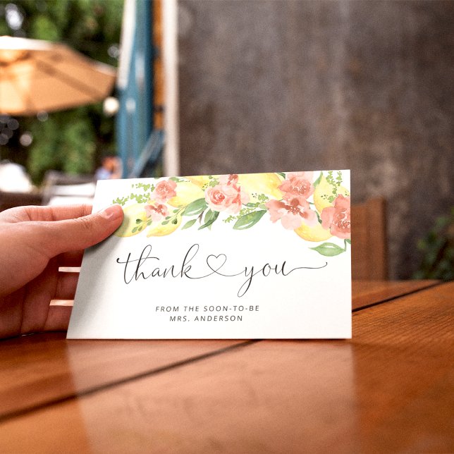 Lemon Citrus and Floral Bridal Shower Thank You Card (Creator Uploaded)