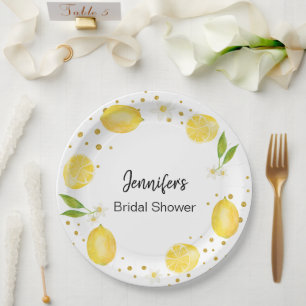 Lemon Citrus and Gold Paper Plate
