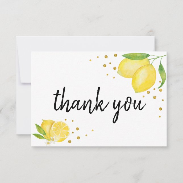 Lemon Citrus and Gold Thank You Card (Front)