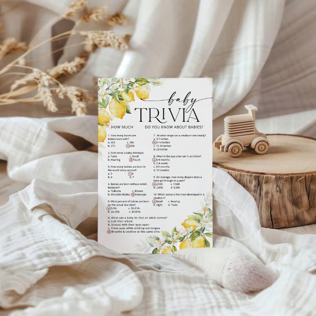 Lemon Citrus Baby Shower Baby Trivia Game (Creator Uploaded)