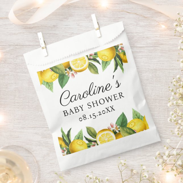 Lemon Citrus Baby Shower Favour Bag (Clipped)