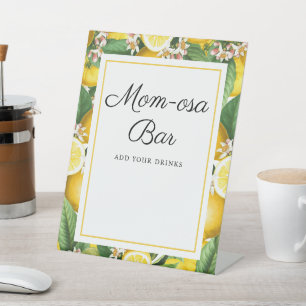 Lemon Citrus Baby Shower Mum-osa Bar Pedestal Sign