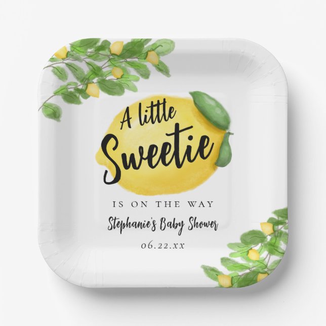 Lemon Citrus Baby Shower Paper Plate (Front)
