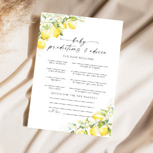 Lemon Citrus Baby Shower Predictions Card