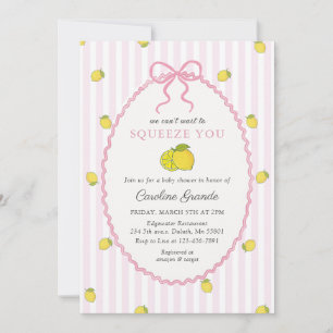 Lemon Citrus Baby Shower Stripes Invitation