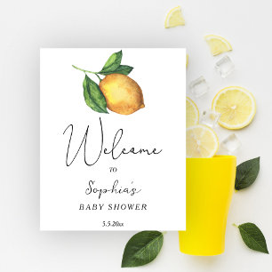 Lemon citrus baby shower welcome poster