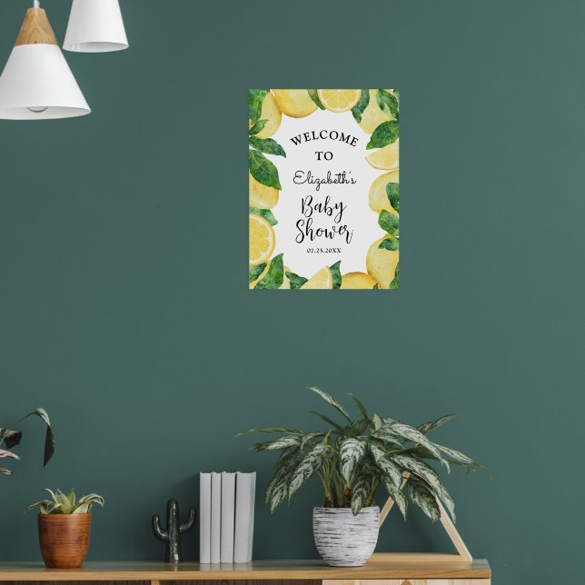 Lemon Citrus Baby Shower Welcome Poster (Living Room 1)
