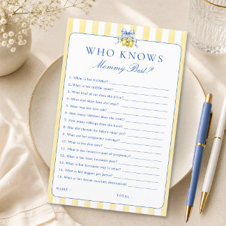 Lemon Citrus Baby Shower Who Knows Mummy Best Game