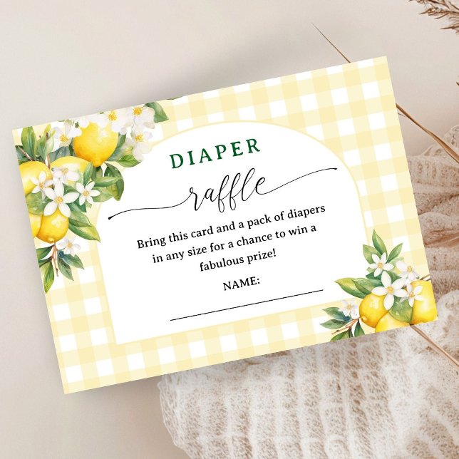 Lemon Citrus Baby Shower Yellow Diaper Raffle Enclosure Card (Creator Uploaded)