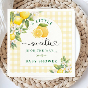 Lemon Citrus Baby Shower Yellow Gingham Napkin