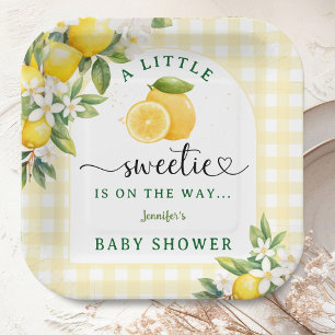 Lemon Citrus Baby Shower Yellow Paper Plate