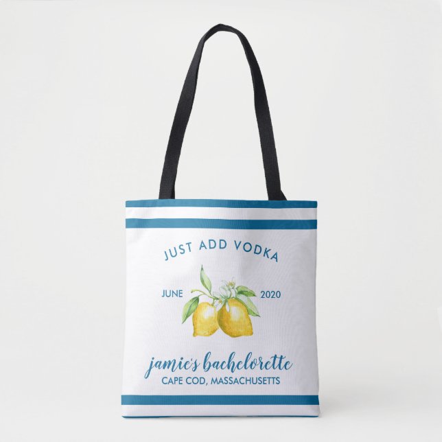Lemon Citrus Bachelorette Personalised Tote Bag (Front)