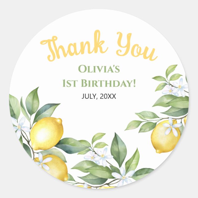 Lemon citrus birthday Stickers (Front)
