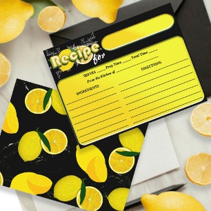 Lemon Citrus Black and Yellow Bridal Shower Recipe Enclosure Card