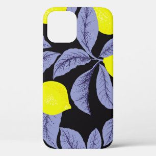 Lemon citrus, botanical vintage design. iPhone 12 case