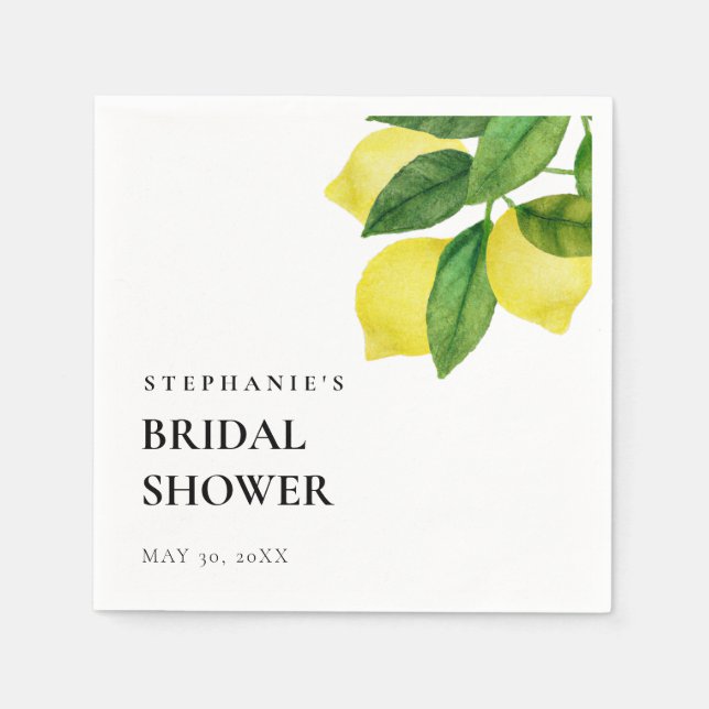  Lemon Citrus Branch Greenery Bridal Shower    Napkin (Front)